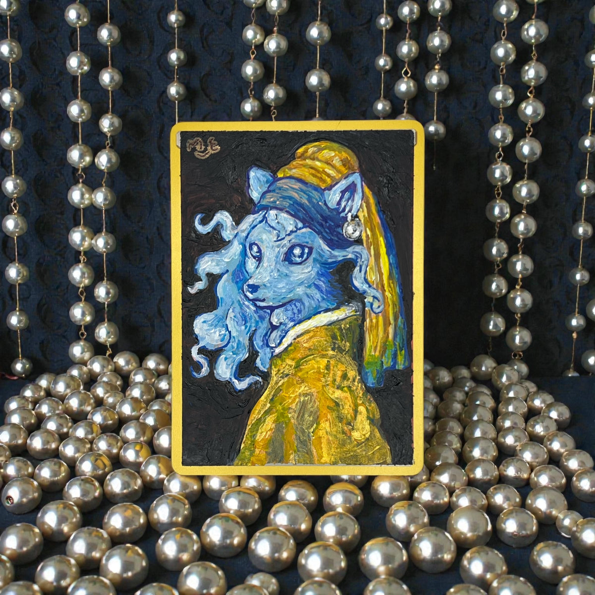 Hand Painted Alolan Ninetales x Girl with a Pearl Earring CGC Custom Art