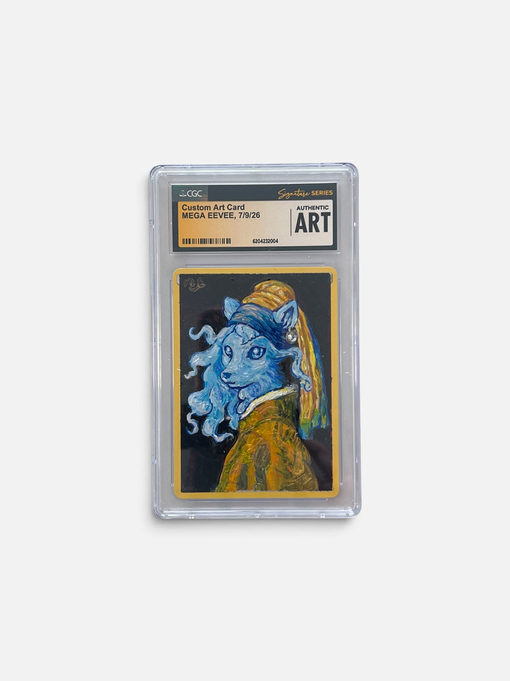 Hand Painted Alolan Ninetales x Girl with a Pearl Earring CGC Custom Art